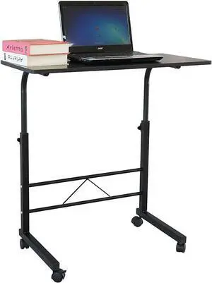 Karl home Side Table Mobile Standing Desk Adjustable Height Portable Laptop Table, TV Tray Computer Workstation Sofa Bed Table for Home Office, Desktop 23.62" L x 15.75" W, Black
