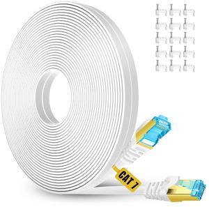 Cat 7 Ethernet Cable 35 ft,15 ft 25 ft 50 ft 75 ft 100 ft 125 ft 150 ft High Speed Internet Network Flat Cable, Professional LAN Cable Shielded in Wall, Indoor&Outdoor