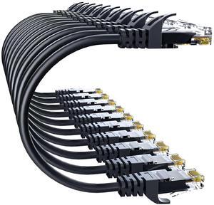 Cat 6 Ethernet Cable 5FT 10Pack, Cat6 Ethernet Patch Cable 10Gbps, High-Speed UTP Cat6 Network Cable Pure Copper, Cat 6 Cable for Home and Office Network, Black
