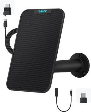 REOLINK 3W Solar Panel Power, Designed for Wireless Outdoor Security Camera Solar Powered Cameras, 6V Type C Port, Compatible with Argus Eco/Argus 3 Pro/Go PT Plus, Non-Stop Charging (Black)