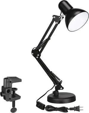 TORCHSTAR Metal Desk Lamp, Adjustable Swing Arm, E26, Black | Architect Gooseneck Multi-Joint Clip Table Lamp with Plastic Clamp, for Home Office, Work, Study, Reading, Bulbs not Included TORCHSTAR Metal Desk Lamp, Adjustable Swing Arm, E26, Black | Architect Gooseneck Multi-Joint Clip Table Lamp with Plastic Clamp, for Home Office, Work, Study, Reading, Bulbs not Included