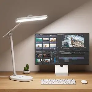 Honeywell Desk Lamp for Home Office, H4 Sunturalux Eye-Caring LED Desk Light, 700LM Dimmable Desk Lamp with Timer, Adjustable Desk Reading Light, Touch Auto Dimming Table Lamp for Study, Bedroom