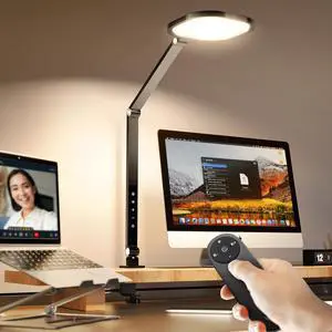 Led Desk Lamps for Home Office, Eye-Care Architect Light with Clamp, Dimmable Zoom Lighting 3 Color Modes & 10 Brightness, Smart Computer  Video Calls, Conference, Reading by DT