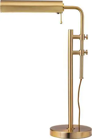 Aurora LED Pharmacy Desk Lamp - Swing Arm, Industrial Design for Reading, Crafting, Work,10W LED, Adjustable Height 18.5-24.5 inches - Ideal for Living Room, Bedside, Office, Antique Brass