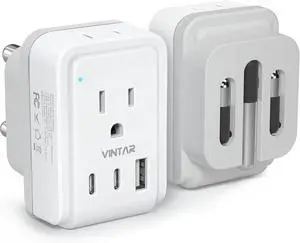 1 Pack South Africa Plug Adapter, VINTAR Foldable Type M Adapter for South Africa with 2 AC Outlets 3 USB Ports(2 USB C), Africa Travel Essentials for US to South Africa Namibia Nepal Malaysi