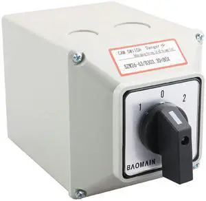 Baomain Universal Rotary Changeover Cam Switch SZW26-63/D303.3D 660V 63A 3 Position 3 Phase with Master Switch Exterior Box LW28-63/4