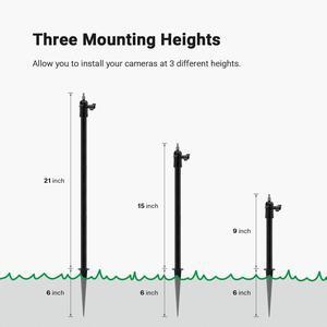 Holicfun Security Camera Ground Stake, Heavy Duty Stand Mount with Adjustable Angle and Height for Ring, Blink, Arlo, Eufy, Wyze, Google Nest, Simplisafe Cameras and Solar Panels (Black)