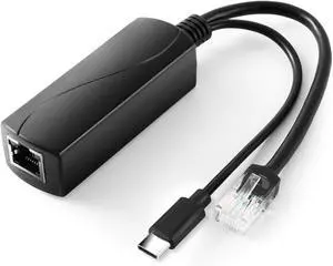 2.5G Type C PoE Splitter 5V/4A, 48V PoE to USB-C 5V/4A 20W Output, 2.5Gbps Ethernet Comply IEEE802.3af/at, Plug and Play for Smart Home/Pi 4B/4B+ (TYPEC0504G)