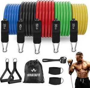 WHATAFIT Resistance Bands, Exercise BandsResistance Bands for Working Out, Work Out Bands with Handles for Men and Women Fitness, Strength Training Home Gym Equipment
