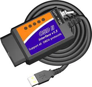 OBD2 to USB Cable ELM327 OBD2 Adapter Code Reader Scanner ELM 327 USB Cable Interface OBD to USB OBD 2 II Connector OBDII Scan Automotive Diagnostic Tool for Ford Lincoln Mercury Mazda verhicles
