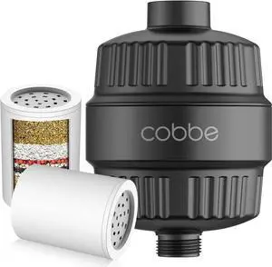 Cobbe Shower Filter for Hard Water - High Output Shower Filter for Removing Chlorine and Harmful Substances, Matte Black