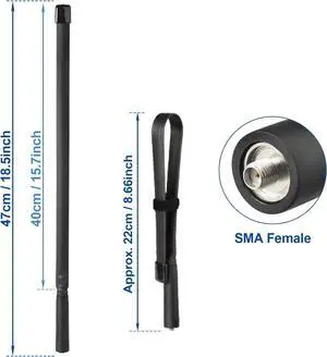 Bingfu Dual Band VHF UHF 136-520MHz 18.5 inch Foldable CS Tactical SMA Female Ham Radio Antenna for Wouxun Baofeng BF-F8HP UV-5R UV-82 BF-888S GT-3 Handheld Ham Two Way Radio Walkie Talkie