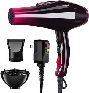 Professional Hair Dryer with Blue Light Far Infrared Negative Ionic 3500W Blow Dryer Fast Drying Heat Hairdryer Powerful Home Salon Hair Dryers with Attachment