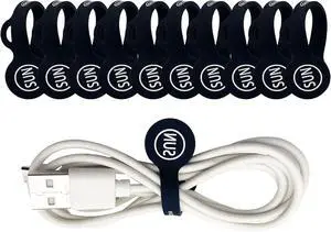 SUNFICON 10 Pack Magnetic Cable Organizers Cable Clips Earbuds Cords Clips Bookmark Whiteboard Noticeboard Fridge Magnets USB Cable Managers Keepers Ties Straps for Home Kitchen,Office,School, Black