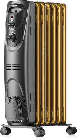 PELONIS PHO15A2AGB, Basic Electric Oil Filled Radiator,black space heater, 26.10 x 14.20 x 11.00