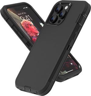 Case Compatible with iPhone 14 Pro Max, Heavy Duty Protective Black Phone Case, Full Body Shockproof Durable Silicone Rubber with Hard PC Rugged Sturdy Phone Cover for 14 Pro Max 6.7 Inch. (Black)