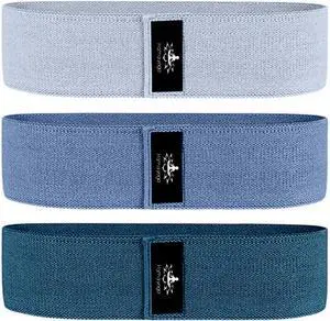Hatha Yoga Large Resistance Band,14.5" x3.15",Fabric Exercise Loop Bands with Instruction Guide and Carry Bag, Set of 3.