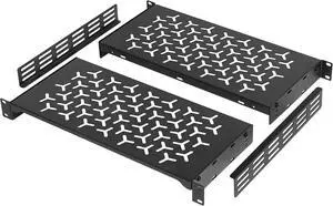 1U Rack Shelves (2-Pack), 2 PCS 8" Deep Cantilever, with Optional Joints to Combine as One Full Size Server Rack Shelf
