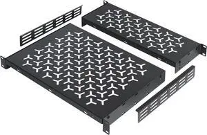 1U Rack Shelves (2-Pack), 1 PCS 6" Deep Cantilever & 1 PCS 12" Deep Cantilever, with Optional Joints to Combine as One Full Size Server Rack Shelf