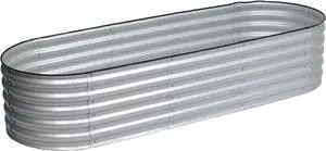 Aoodor 17" Tall Oval Galvanized Raised Garden Bed Kit, 6-in-1 Large Metal Outdoor Planter Box for Vegetables, Flowers, and Herbs, 7.5 x 2.3 x 1.5 Ft, Silver