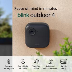 Blink Outdoor 4 (4th Gen) + Blink Mini  Smart security camera, two-way talk, HD live view, motion detection, set up in minutes, Works with Alexa  8 camera system + Mini (Black)