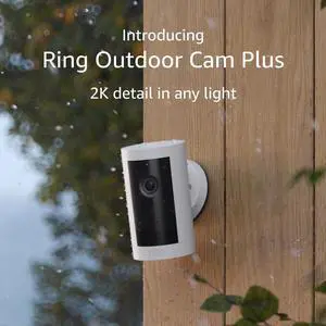 Introducing Outdoor Cam Plus Battery  Wide-Angle 2K Video with Vision Low-Light Sight for full-color night vision Mount-Anywhere Versatility White
