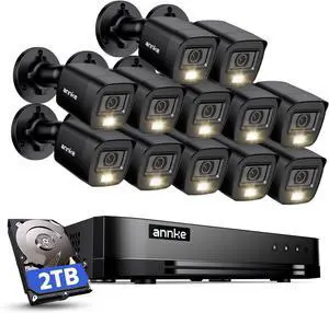 ANNKE 16 Channel Security Camera System HD-TVI 1080P Lite Video DVR and 12Pcs 2MP Outdoor Cameras with Smart Dual Light, AI Human/Vehicle Detection,Color Night Vision,Digital WDR,IP67,2 TB Hard Drive ANNKE 16 Channel Security Camera System HD-TVI 1080P Lite Video DVR and 12Pcs 2MP Outdoor Cameras with Smart Dual Light, AI Human/Vehicle Detection,Color Night Vision,Digital WDR,IP67,2 TB Hard Drive