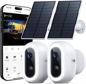 Laview 2K Solar Security Cameras Wireless Outdoor, Rechargeable Battery Wifi Cameras for Home Security with Spotlight Color Night Vision,Siren Alarm,AI Human Detection,IP65,2-Way Talk,Cloud/SD Storage
