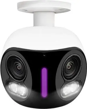 Lorex 4K 8MP IP Wired Dual-Lens Add-On Outdoor Security Camera - Smart Security Lighting,180° Panoramic View, Color Night Vision, 2-Way Talk, Requires Recorder