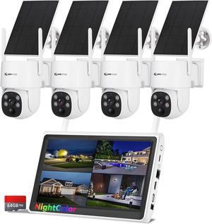 Gadpiparty NightColor Solar Security Camera System Outdoor Wireless, Wi-Fi 6 Home Security Cameras System with 360° Pan & Tilt, 2K Color Night Vision, No Subscription, Easy Setup, 5G & 2.4G WiFi