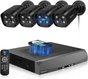 Gadpiparty 130° Wide Angle & 2-Way AudioOutdoor Wired Security Camera System, Black 8MP IP Cameras,Home Video Surveillance