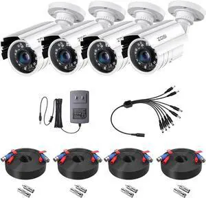 Gadpiparty ZOSI 4 x 1080p HD Outdoor Indoor Home Security Camera (Hybrid 4-in-1 HD-CVI/TVI/AHD/960H Analog CVBS), 80ft IR Night Vision, 2MP 1920TVL Weatherproof Surveillance CCTV Bullet Camera