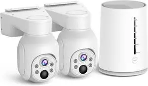 Gadpiparty Camcamp Security Cameras Outdoor Wireless, Battery Powered, 2 Cam-Kit, 2K QHD Home Security Cameras System with Pan Tilt View, Spotlight Camera, AI Human Detection, Easy Setup, 5G & 2,4G W