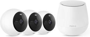 Gadpiparty Noorio Alarm System for Home Security with Wireless Security Camera Indoor Outdoor B200 x3, Smart Hub x1