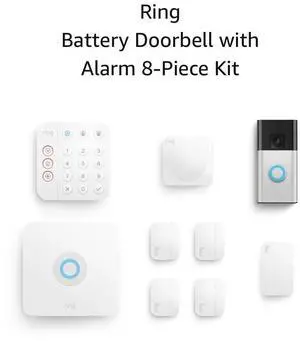 Battery Doorbell (Satin Nickel) with Alarm 5-piece (White)