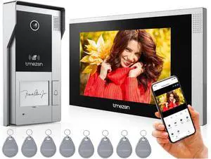 WiFi Video Intercom System Doorbell with Camera and 7 Inch Monitor IP Wired Video Door Phone 1080P Wired Night Vision,No Monthly Fees, Support Remote Unlock Door Release,Snapshot, Tuya