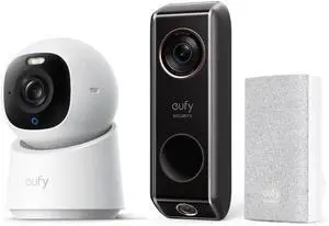 eufy Security Video Doorbell (Wired) S330 with Chime + Indoor Cam E30, Latest Generation, 4K UHD Security Camera, 360 Pan-Tilt eufy Security Video Doorbell (Wired) S330 with Chime + Indoor Cam E30, Latest Generation, 4K UHD Security Camera, 360 Pan-Tilt