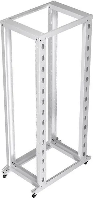NavePoint 42U 4-Post Open Frame Server Rack for 19 Inch Equipment, AV, Networking, Data & IT Devices, White, 881lbs Weight Capacity