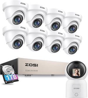 Gadpiparty ZOSI 8CH 3K Lite 8pcs Lite Home Security Camera System with 1TB HDD,AI Human Vehicle Detection,Night Vision&4MP 2 Way Video C519M 360° View Baby/Pet Dog Monitor WiFi Smart Camera