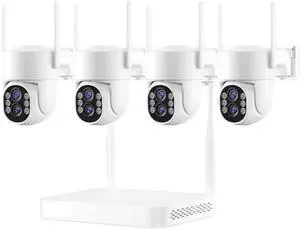 Gadpiparty 3MP Wireless WiFi Security Cameras System, 10X Zoom Surveillance NVR Kit with with 2 Way Audio, Color Night Vision, Motion Detection, for Indoor and Outdoor