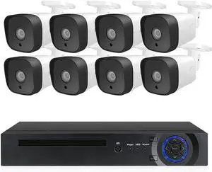 Gadpiparty Camera Security System, 8 Channel Wired Surveillance 5MP DVR, Motion Detection, Night Vision, Email Alert, Remote Access, Real-Time Monitoring (Size : Standard Kit)