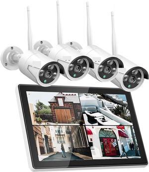Gadpiparty 3/5MP Wireless Security Cameras Kit Outdoor Waterproof IP Camera Surveillance CCTV System Set with 10.1" Monitor 10CH NVR(None,3MP Bullet System_A/U)
