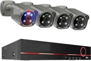 Gadpiparty 8CH 5MP 8MP Security Camera System 4K HD POE IP Camera Kit Two Way Audio Face Detect Metal Outdoor Video Surveillance(None,8CH 4Pcs 8MP Camera)