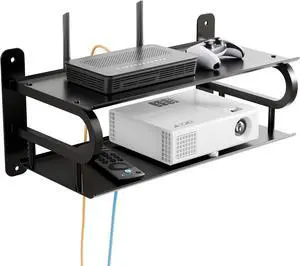 16" X 10" Floating Projector Shelf for Wall, WiFi Shelf with Cable Hole for TV Components|DVD Players|Games Consoles, Projector Wall Mount Shelf for Living Room,Bedroom,Office-Black 16" X 10" Floating Projector Shelf for Wall, WiFi Shelf with Cable Hole for TV Components|DVD Players|Games Consoles, Projector Wall Mount Shelf for Living Room,Bedroom,Office-Black