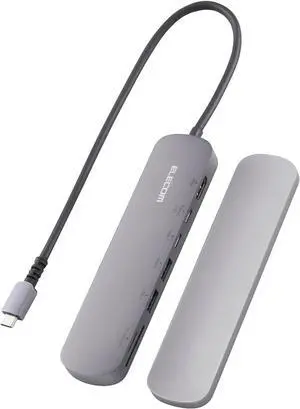 Elecom DST-C20SV USB Type-C Hub Docking Station 7-in-1 Aluminum Body with Secure Stand, 2 USB-A, 1 HDMI, 2 x USB-C, SD+TF Card Slot, Silver Elecom DST-C20SV USB Type-C Hub Docking Station 7-in-1 Aluminum Body with Secure Stand, 2 USB-A, 1 HDMI, 2 x USB-C, SD+TF Card Slot, Silver