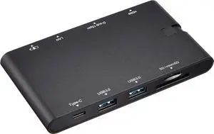 Elecom DST-C05BK USB-C Docking Station, USB-C Hub, PD Compatible, Type C x 2, USB 3.0 x 2, HDMI, D-sub, LAN, SD + Micro SD Slot, Cable Storage, Black Elecom DST-C05BK USB-C Docking Station, USB-C Hub, PD Compatible, Type C x 2, USB 3.0 x 2, HDMI, D-sub, LAN, SD + Micro SD Slot, Cable Storage, Black