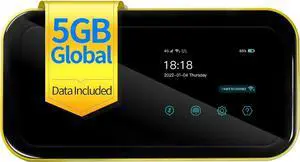 FREEBOT 4G LTE Mobile Hotspot Router with Prepaid 5GB Global Data 365 Days, Portable WiFi for Travel in 150+ Countries, Local and International Router, Multi-Carrier No Contract SIM Card Needed
