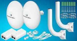 Wireless Bridge NBE-5AC-GEN2 PRE-CONFIGURED Bundle of 2 Ubiquiti NanoBeam 5AC GEN2 with Two Poles - Outdoor Point-to-Point Wi-Fi Bridge, Plug and Play, 450+ Mbps Speed, 15+ km Range