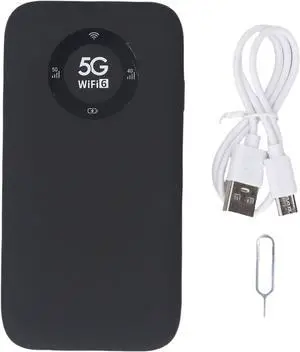 Portable WiFi Hotspot, 4G 5G Mobile Router 2.77Gbps with SIM Card Slot, for Travel Supports 16 Devices USB C Power (Black)