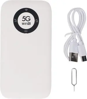 Zyyini 5G Mobile Hotspot, Dual Band Portable WiFi 6 Hotspot Router with SIM Card Slot, Mobile WiFi Device for Travel, 16 Connected Devices, 7100mAh Battery (White)